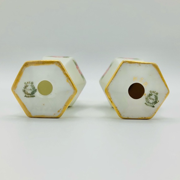 Antique One of a Kind Hand Painted Salt and Pepper Shakers Fine China - Picture 7 of 8